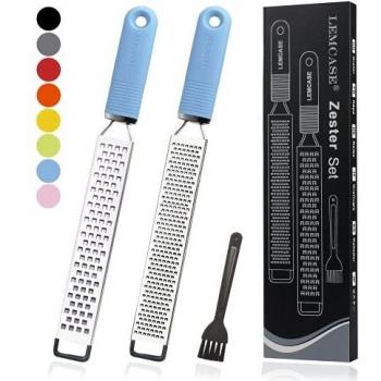 LEMCASE Rallador de Limón, Queso - Fino Zester con Cuchilla de Acero Inoxidable y Mango de Silicona | Azúl