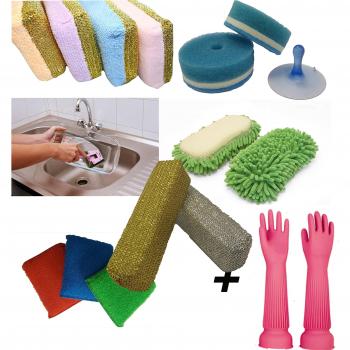 FTH-Juego de limpieza completo extra Guantes largos de pantalla, color negro