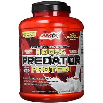 AMIX, Proteínas para Aumentar Masa Muscular con Sabor Fresa, Predator en Formato Bote de 2 Kg, Ayuda al Crecimiento Muscular, Libre de Aspartamo, Ideal para Batidos de Proteínas