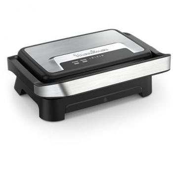 Moulinex Inicio Compact - Grill y Plancha Eléctrica 1000 W con Placas Antiadherentes y Diseño Fácil de Almacenar