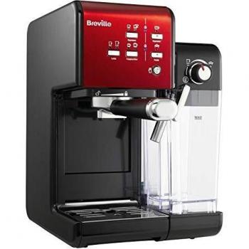 Breville Máquina de café y espresso PrimaLatte II | Bomba italiana con 19 bar | apta para café en polvo o monodosis | Espumador de leche automático integrado | Negro / rojo | VFC109X-01