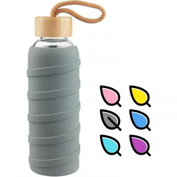 SHBRIFA Botella de Agua de Vidrio de Borosilicato Deportivo 480ml / 1000ml / 1 Litre, Botella de Agua de Cristal con Funda de Silicona y Tapa de Bambu a Prueba de Fugas