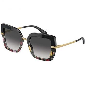 Dolce & Gabbana DG4373 3400/8G 52-21 Black on Winter Flowers Print Sunglasses