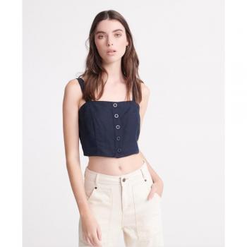 Top de Lino Marino Superdry Eden para Mujer Sin Mangas Talle M