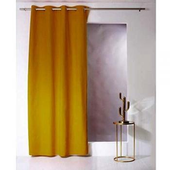Cortina de Algodón 100% con Ojal Plata, 135x240 cm, Color Mostaza, Certificación Oeko-TEX, Colección Panamá