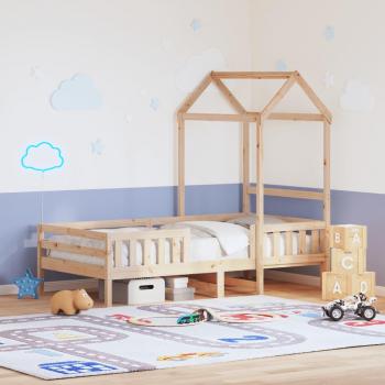 Cama con techo de madera maciza de pino 75x190 cm