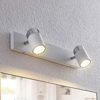 Foco Kardo de 2 brazos, IP44, moderno, blanco y cromado, para pared y techo (GU10)