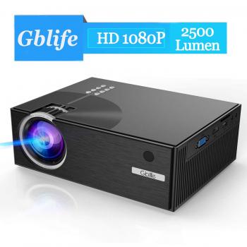 Gblife Proyector de Video de 4000 lúmenes y resolucion nativa de 1920 x 1080 Pixeles, Proyección LED Full HD Proyector de película Multimedia Dentro del Sistema de Sonido Stero