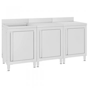 Mueble de cocina con fregadero de acero inoxidable 180x60x96 cm