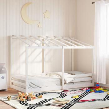 Cama infantil con techo de madera maciza de pino blanca 100x200 cm Vidaxl