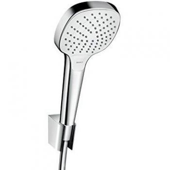 Hansgrohe 26413400 Croma Select E 110 Vario ducha de mano con soporte y flexo, 3 tipos de chorro, blanco/cromo