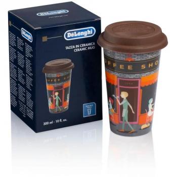 De'Longhi Taza térmica de cerámica y tapa de silicona Coffee Shop 300 ml DLSC066
