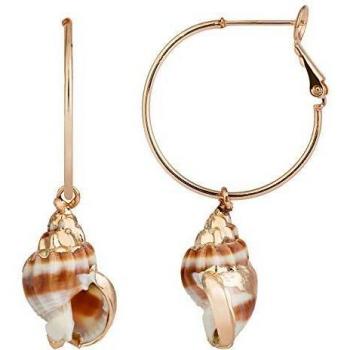 Córdoba Jewels | Pendiente en acero bañado en oro con concha con diseño Aro Caracola Gold