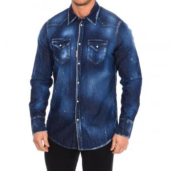 Camisa de manga larga vaquera DSQUARED2 para hombre con diseño exclusivo