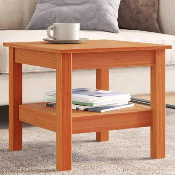 Mesa de centro de madera maciza de pino 45x45x40 cm en color natural, blanco y gris, para salón o comedor, también conocida como mesita auxiliar o mesa de café