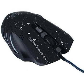 niceEshop(TM) 6 Botones 2000DPI con Cable LED Ratón Óptico del Juego (Punteada Blanca)