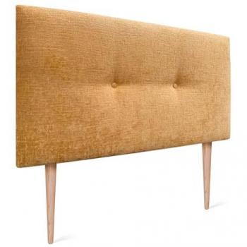 Cabecero Tapizado de Lana Natural Mostaza con Botones y Patas 105x105cm para Cama Dormitorio Alcolchado Winter Luxury