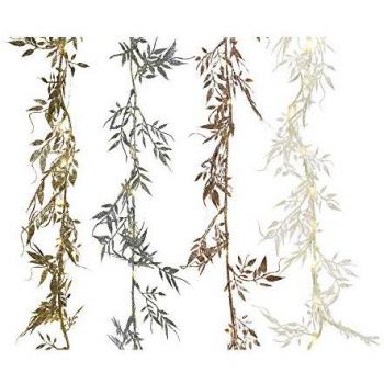 Guirnalda Decorativa de Luces LED con Hojas, 30 MicroLEDs, Blanco Cálido, 2m, Modelos Surtidos