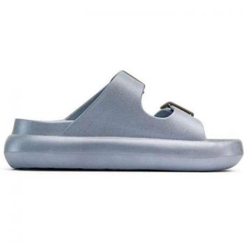 Duuo - Sandalias abiertas de mujer monocolor con doble hebillas al tono, color gris, modelo Eva Curvi