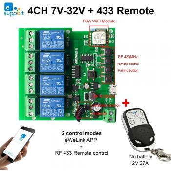 Control Remoto Inteligente eWeLink Wifi con Módulo de Interruptor Inalámbrico 1CH/4CH, DC5V/12V/32V/220V, Autobloqueo, RF, Relés