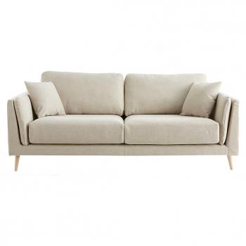 Sofá moderno 3 plazas de tela beige natural Vogue