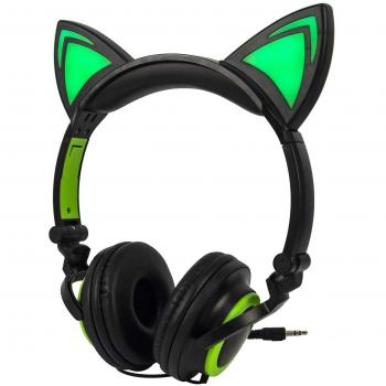 LIMSON Auriculares para Niños, Headphone para el Oído del Gato Headset con Cables Plegables con Luz LED, 3.5 Jack para PC, Tabletas, iPhone, Teléfono Inteligente Android