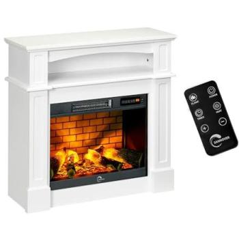Chimenea Eléctrica Sifora 2000W 80,5 x 30 x 81 cm Blanca Sannover - Montada y Lista para Usar