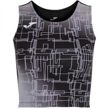 Top deportivo mujer Elite VIII negro Joma, tejido transpirable, diseño ajustado, tecnología de secado rápido, costuras planas para mayor comodidad