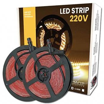 Rollo de 5 metros de Tira de Luz LED 220V Impermeable IP65, Corte cada 10cm, 12W/m, 120 LED/m - Blanco Neutro (4500K) - Pack de