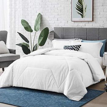 Hansleep Edredón Nórdico Cama 90, Relleno Nórdico 135x200 cm de Fibra Antiácaros y Suave - 300 gr/m² Edredón Estampado Moderno Hipoalérgico para Entretiempo, Primavera Otoño, Blanco