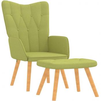 Silla de relajación con taburete de tela verde vidaXL - Silla de relajación, color verde, incluye taburete, fabricada en tela