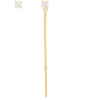 Pendientes Ear Candy Agate Blanche de Plata de Ley bañado en oro 18K