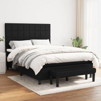 Cama box spring de muelles con colchón negro 140x200 cm en tela