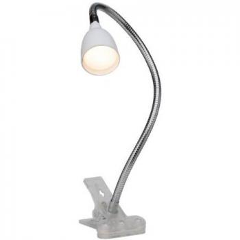 Lámpara de escritorio LED con pinza Anthony, 2,4W, 250lm, color blanco y plata