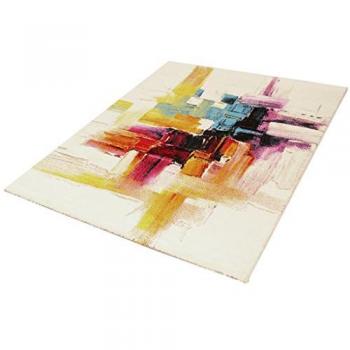 Alfombra Moderna con Marco Mecánico 190x133 cm Multicolor Marfil