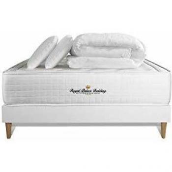 Pack Colchón Espuma Viscoelástica Buckingham 140x200cm con Somier Blanco, 2 Almohadas y 1 Edredón de 240x220cm - Altura: 30 cm, Confort Equilibr