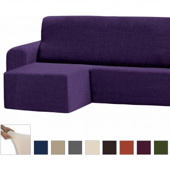 Eiffel Textile Adaptable Lavable Funda Brazo Derecha, Poliéster, Morado, Chaise Longue Corto Izquierda