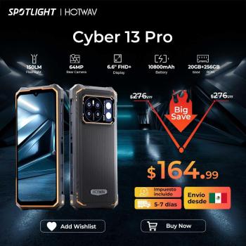 Smartphone Resistente HOTWAV Cyber 13 Pro - 150LM, 20GB RAM, 256GB Almacenamiento, Pantalla FHD+ de 6.6, Batería de 10800mAh, Cámara