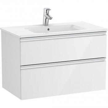 Mueble de baño Roca The Gap con 2 cajones y lavabo central, color blanco brillo, medidas 805 x 460 x 537 mm