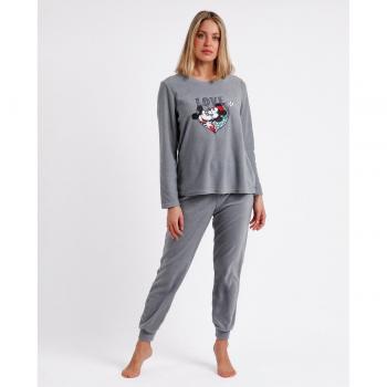 Pijama Disney para mujer manga larga gris con Mickey