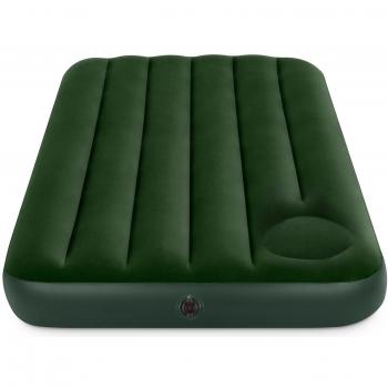 Intex Colchón Hinchable Flocado, Verde, 99x121x22 cm