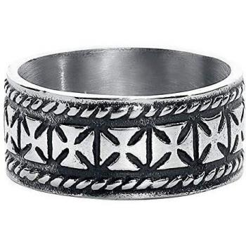 etNox Iron Crosses Hombre Anillo Plateado XL, Acero Inoxidable,