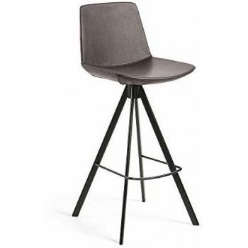 Kave Home Taburete Alto Zeva, marrón Oscuro