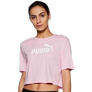 PUMA ESS+ Cropped Logo tee Camiseta, Mujer, Rosa, 12