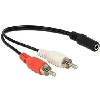 Cable de Audio 2x RCA Macho a 1x Jack Estéreo 3.5 mm - 20 cm, Delock 85806