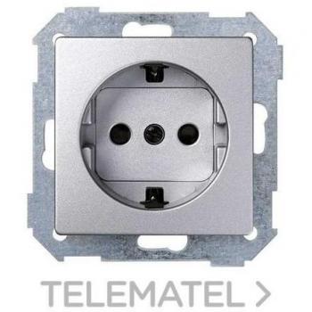 Base de enchufe Schuko Simon 82 16A embornamiento tornillo + tapa aluminio frío SIMON 8200432-093