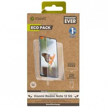 Muvit Funda Reciclada y Ecológica Compatible con Xiaomi Redmi Note 12 5G + Protector de Pantalla Vidrio Templado Plano