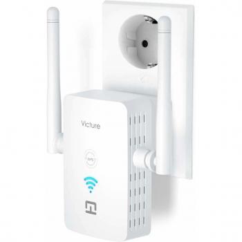 Victure Repetidor WiFi, Amplificador WiFi Extensor, 2.4 GHz / 300Mbps, con Puerto Ethernet e Interfaz de Alimentación,Repetidor Inalámbrico con Botón WPS, Fácil de configurar
