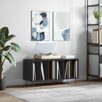 Soporte móvil para discos de madera multicapa negro 100x38x48 cm