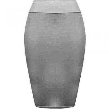 WearAll - Mujeres Stretch Bodycon llanura Lápiz de Talle Alto la Falda de Midi - Blanco - 40-42